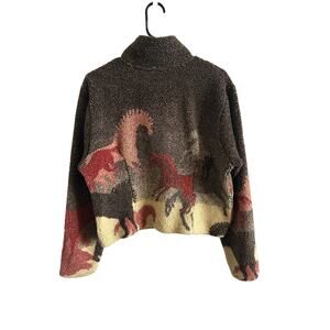 Horse Print Teddy Jacket in Brown and Red